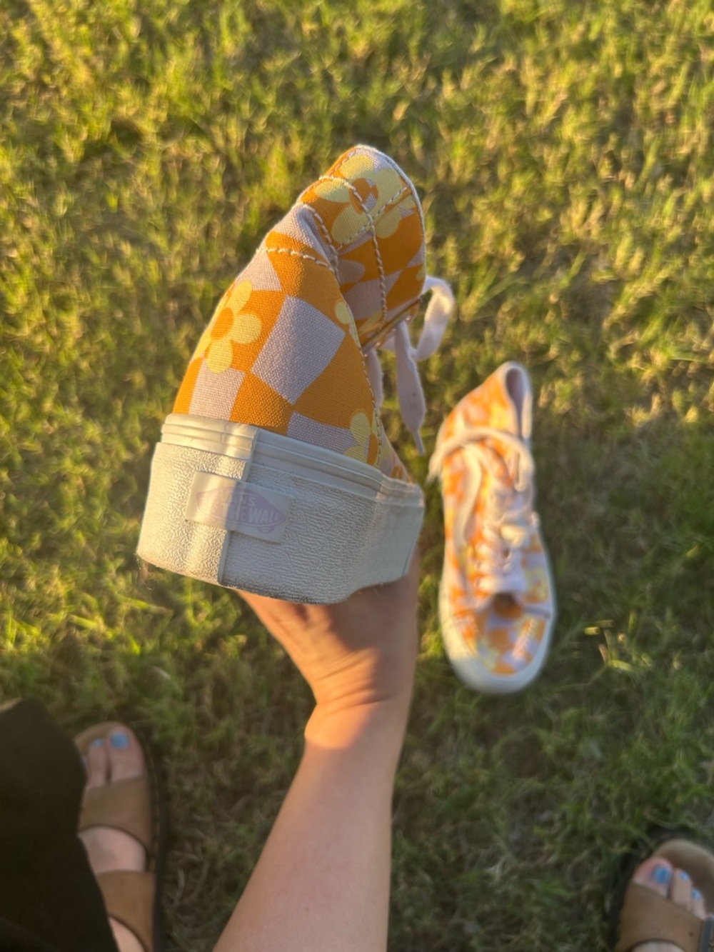 Yellow Floral High-Top Platform Sneakers - Picture 6 of 7